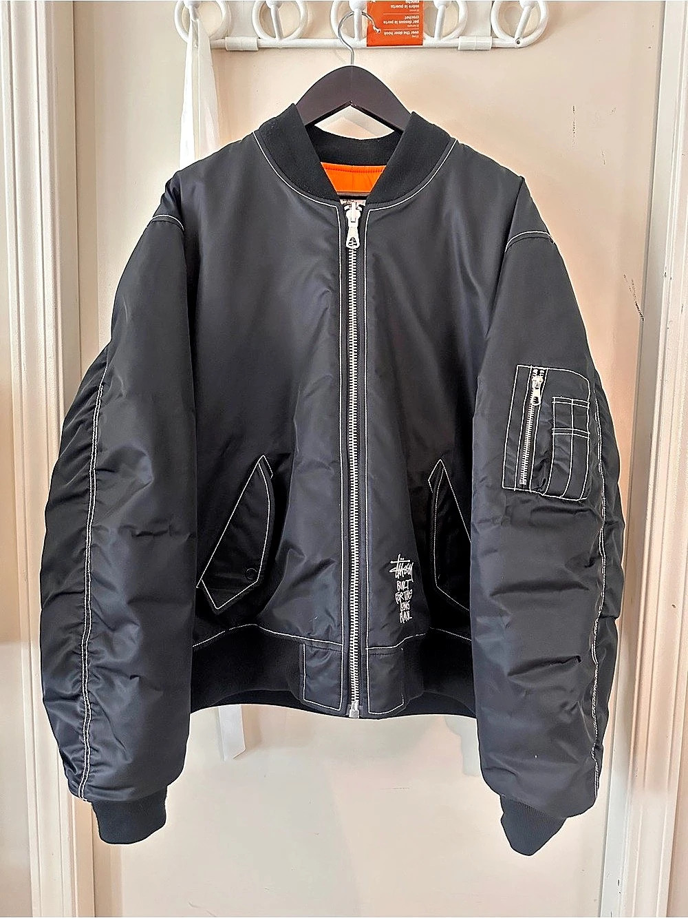 Stüssy Built Reversible Bomber Jacket Black & Orange XL